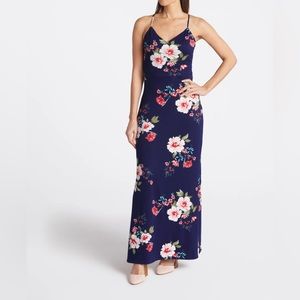 Fortune Ivy navy floral Alicia Maxi Knit Dress